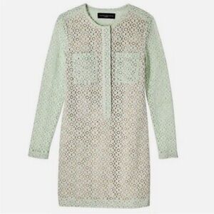 Victoria Beckham Mint Green Lace Long Sleeve Dress large nwot